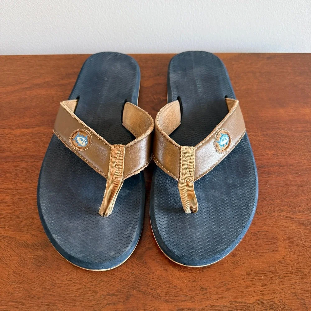 Southern Tide Flipjacks Men's Size 12 Flip Flop Sandals Navy Brown